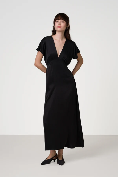 Vestido Lourena com Decote em V | Preto