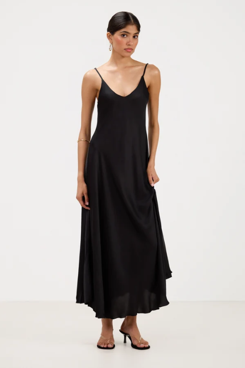 Vestido Anne de cetim | Preto