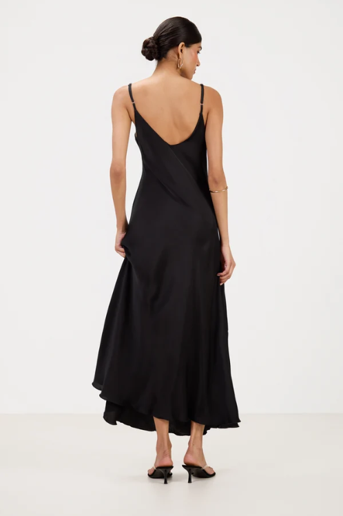 Vestido Anne de cetim | Preto
