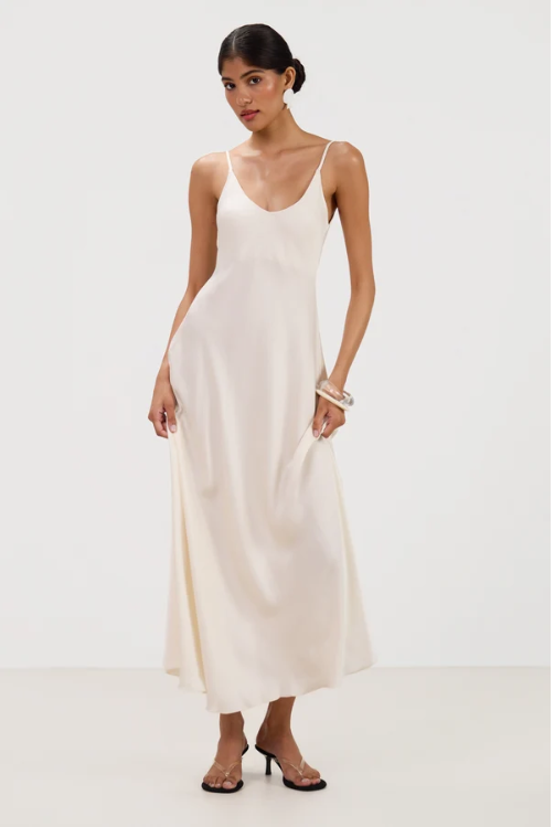 Vestido Anne de cetim | Marfim