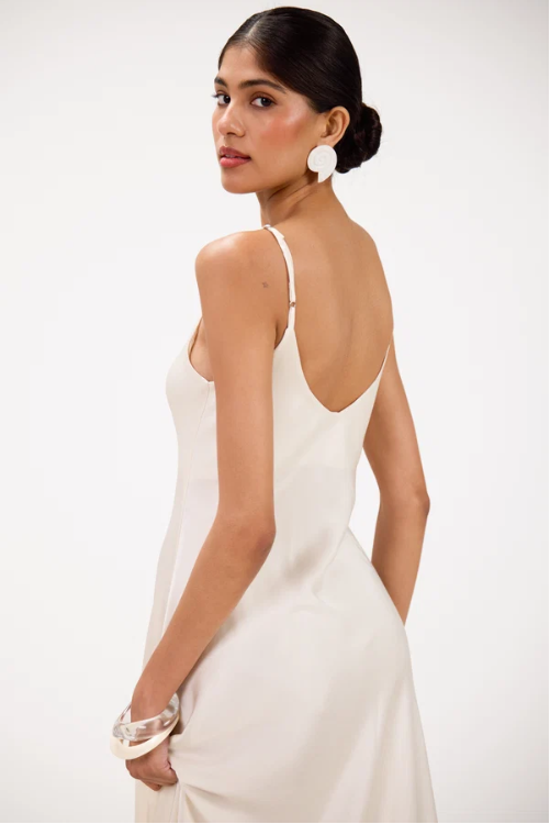 Vestido Anne de cetim | Marfim