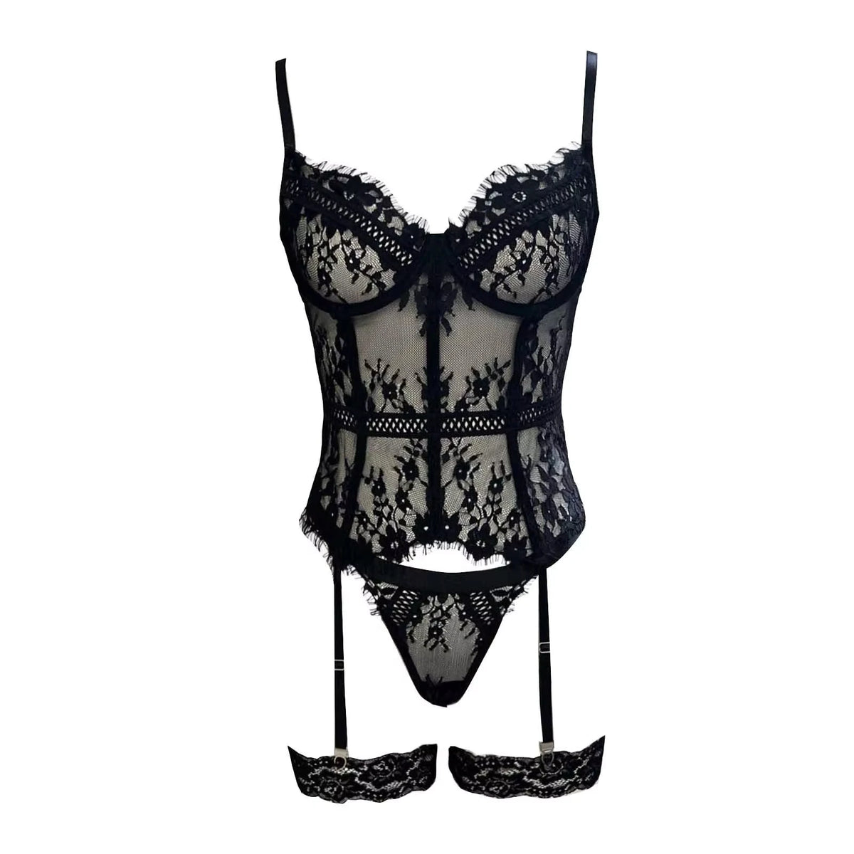 Conjunto Lingerie - Mirella - Renda Com Cinta-liga